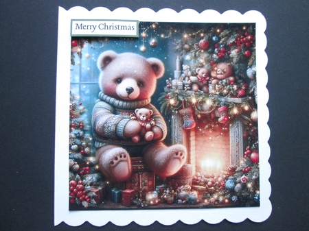 Christmas Teddy Fireside by BELINDA ABRAHAM