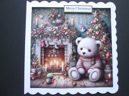 Christmas Teddy Fireside by BELINDA ABRAHAM