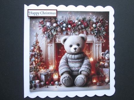 Christmas Teddy Fireside by BELINDA ABRAHAM