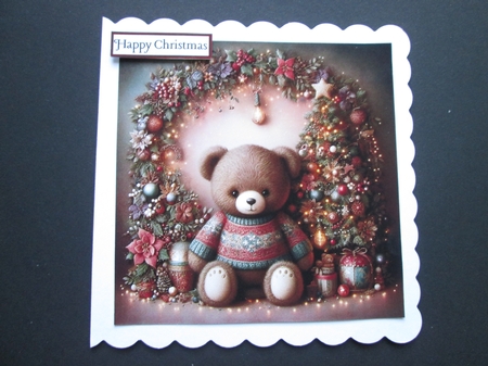 Christmas Teddy Fireside by BELINDA ABRAHAM