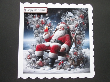 Whimsical Santa on Snowy Beach  by BELINDA ABRAHAM