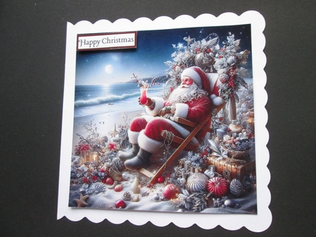 Whimsical Santa on Snowy Beach  by BELINDA ABRAHAM