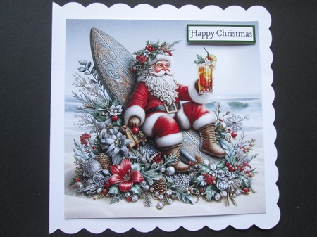 Whimsical Santa on  Beach  by BELINDA ABRAHAM
