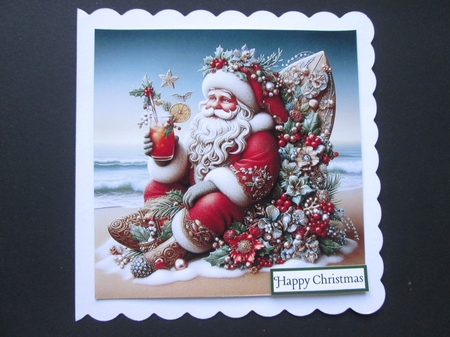 Whimsical Santa on  Beach  by BELINDA ABRAHAM