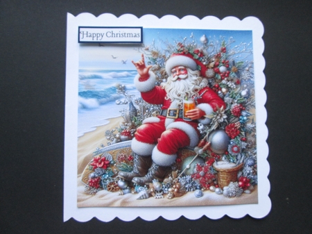 Whimsical Santa on  Beach  by BELINDA ABRAHAM