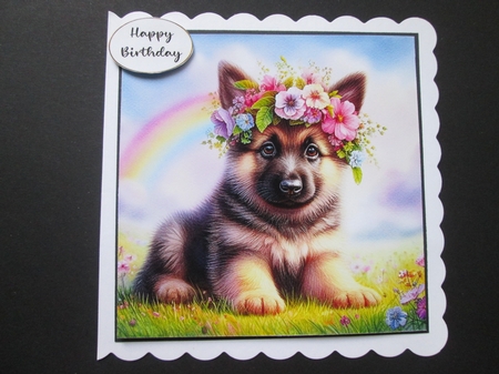 Flower Crown German Shepherd by BELINDA ABRAHAM