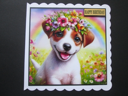 Flower Crown Jack Russell  by BELINDA ABRAHAM