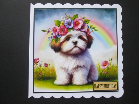 Flower Crown Lhasa Apso by BELINDA ABRAHAM