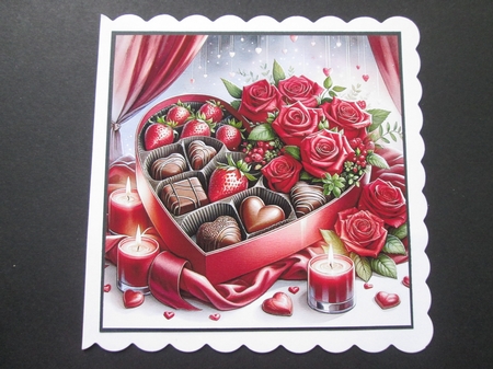  Romantic Chocolate Heart Shaped Box and Roses  by BELINDA ABRAHAM