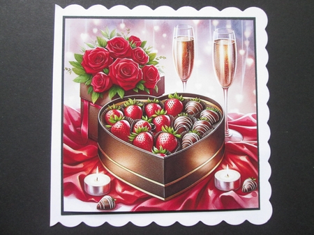  Romantic Chocolate Heart Shaped Box and Roses  by BELINDA ABRAHAM