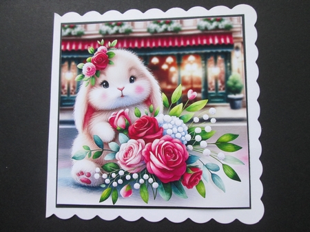 Cute Bunny and Roses by BELINDA ABRAHAM