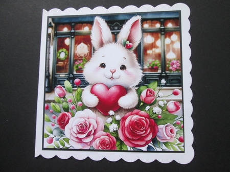 Cute Bunny and Roses by BELINDA ABRAHAM
