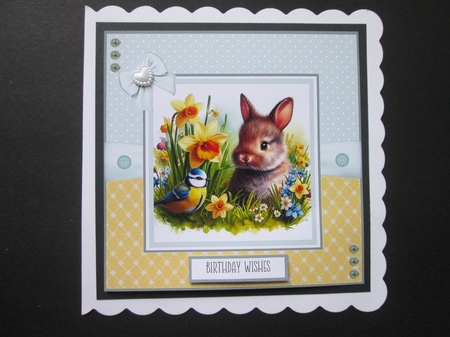 Springtime Bunnies and Birdies 8x8 Card Front Bumper Kit by BELINDA ABRAHAM