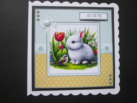 Springtime Bunnies and Birdies 8x8 Card Front Bumper Kit by BELINDA ABRAHAM