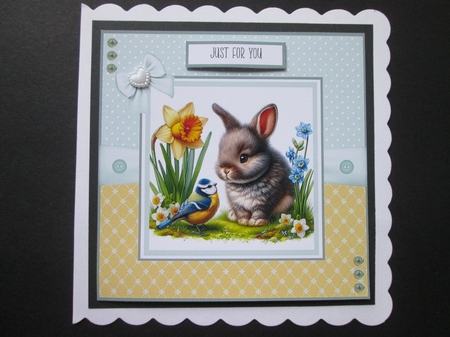 Springtime Bunnies and Birdies 8x8 Card Front Bumper Kit by BELINDA ABRAHAM