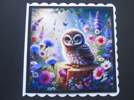Floral Tree Stump Owl  by BELINDA ABRAHAM