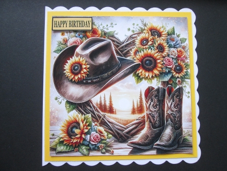 Cowboy and sunflowers 2 by BELINDA ABRAHAM