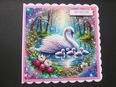 Swan with Chicks by BELINDA ABRAHAM
