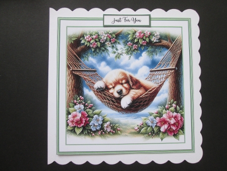 Hammock Puppy - Illustrations & Topper for Cards by BELINDA ABRAHAM
