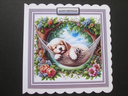 Hammock Puppy - Illustrations & Topper for Cards by BELINDA ABRAHAM