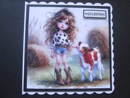 Little Girl with a Baby Cow - Illustrations for Cards by BELINDA ABRAHAM