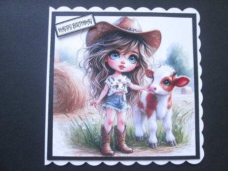 Little Girl with a Baby Cow - Illustrations for Cards by BELINDA ABRAHAM