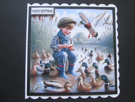 Boy Feeding Ducks - Illustrations for Cards, Mini kits & Designers by BELINDA ABRAHAM