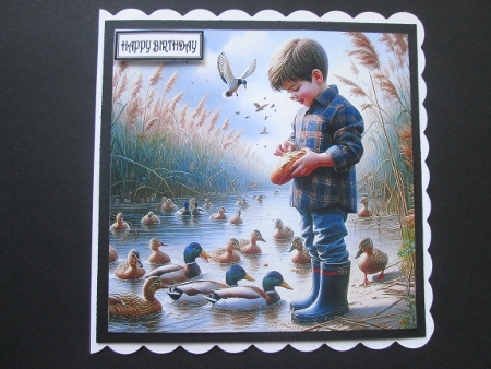 Boy Feeding Ducks - Illustrations for Cards, Mini kits & Designers by BELINDA ABRAHAM