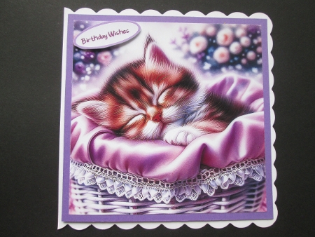 Kitten Sleeping in Basket - Illustrations for Cards, Mini kits & Designers by BELINDA ABRAHAM