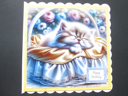 Kitten Sleeping in Basket - Illustrations for Cards, Mini kits & Designers by BELINDA ABRAHAM