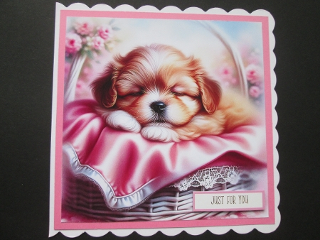 Sleeping Puppy in Basket - Illustrations for Cards, Mini kits & Designers by BELINDA ABRAHAM