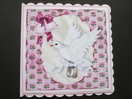 Wedding with White Dove Carrying Rings 8x8 by BELINDA ABRAHAM