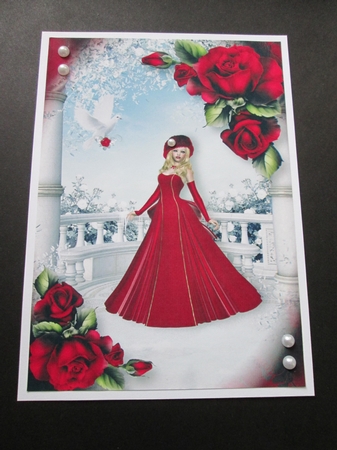 Winter Beauty in Red with Roses & Dove by BELINDA ABRAHAM