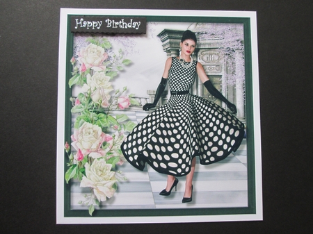 Bbeautiful Cream Rose and Lady in Polka Dot Dress by BELINDA ABRAHAM