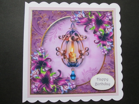 Purple Lilies Candle 8x8 Quick Topper by BELINDA ABRAHAM