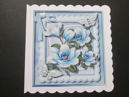 Lovely Blue Magnolias and Butterfly's  by BELINDA ABRAHAM