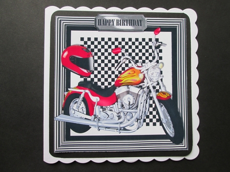 Customized, Motorbike with Flames and Check Frame 8x8 by BELINDA ABRAHAM