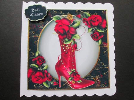 Fabulous Boot & Red Roses 8x8 Quick Topper by BELINDA ABRAHAM