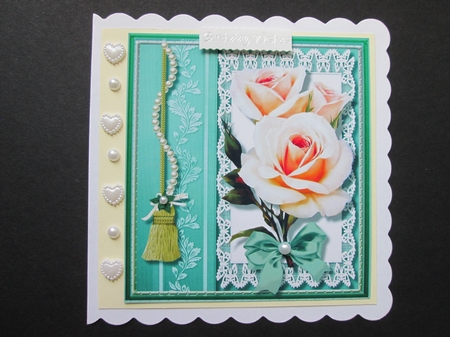 Beautiful Cream Roses on Butterfly Lace  by BELINDA ABRAHAM