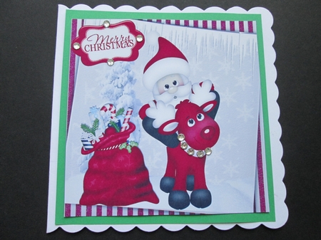 Take Me to My Sleigh Rudolph! Lovely Santa 8x8 by BELINDA ABRAHAM