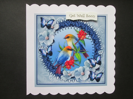 Blue Flutter 8x8 Card Front by BELINDA ABRAHAM