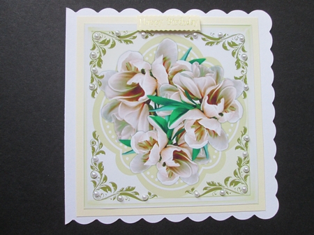 Beautiful Cream Flowers in a Quadrefoil Frame  by BELINDA ABRAHAM