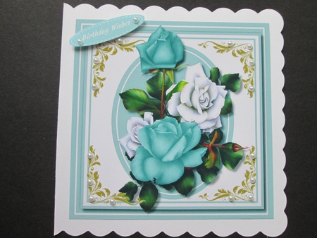 Llovely Aqua and White Roses 3 by BELINDA ABRAHAM