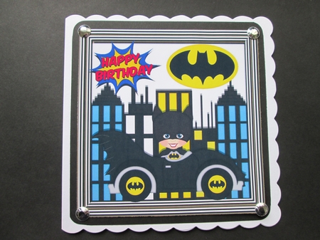 Super Hero Driving Through the City in the Night 8x8 by BELINDA ABRAHAM