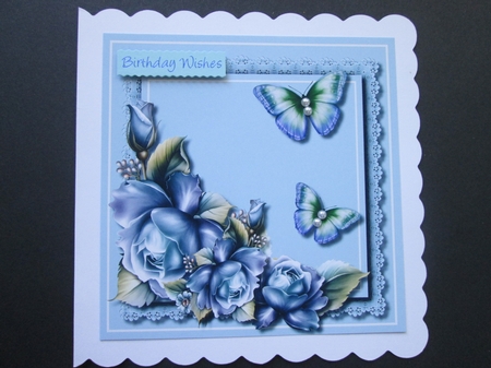 Blue Roses and Butterfly's by BELINDA ABRAHAM
