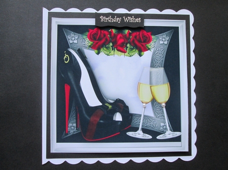 Lovely Black and Red Shoes with Glas Flutes  by BELINDA ABRAHAM