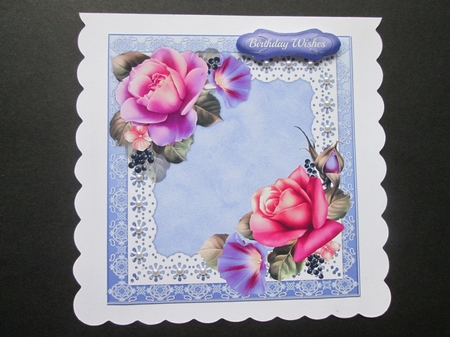 Beautiful Summer Roses on Scalloped lace  by BELINDA ABRAHAM