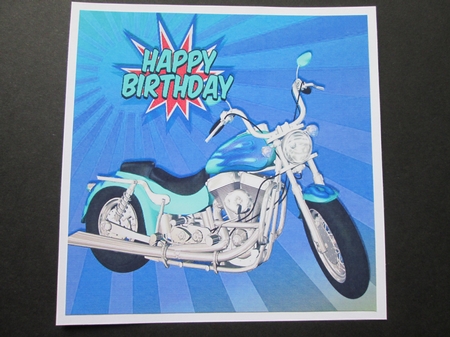 Blue Customized motor bike in the sunset 8x8 by BELINDA ABRAHAM