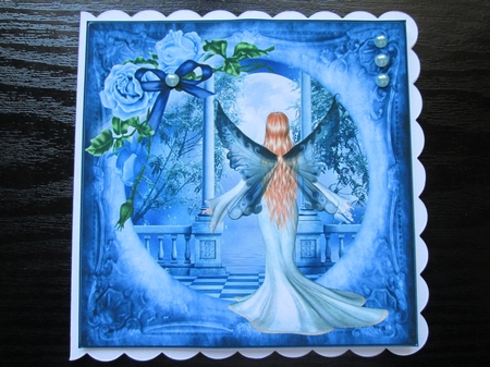 Moonlight and Roses Angel Topper with Decoupage by BELINDA ABRAHAM
