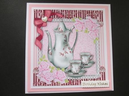 Tea for two with Pink Roses  by BELINDA ABRAHAM